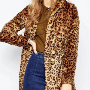 Pull & Bear faux fur leopard print coat